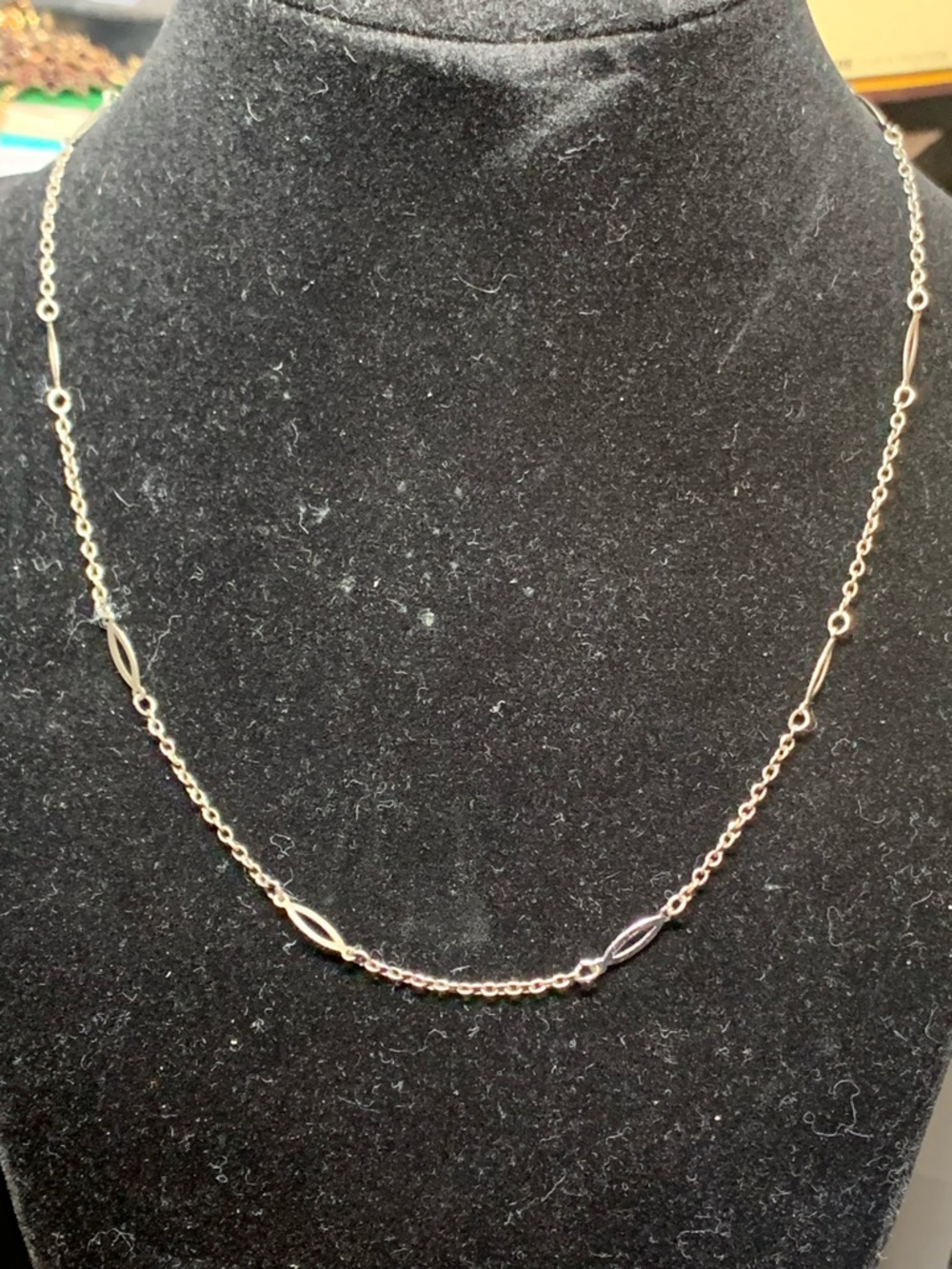 Delicate Silver Station Link Necklace - Women Jewelry